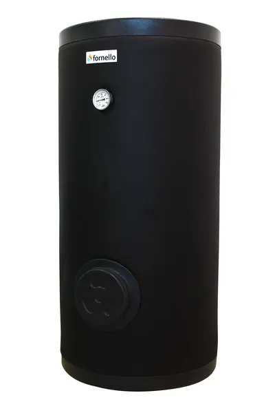 Boiler cu 2 serpentine FORNELLO SOL 300 LT 2S, pentru centrala termica si solar, montaj pe sol, izolatie termica, manta de protectie , flansa de vizitare