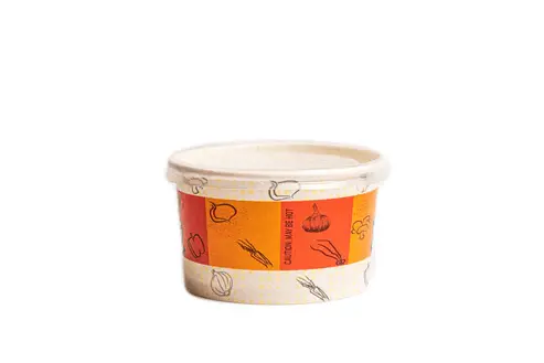 Bol carton Orange Soup cu capac transparent 460mL 25/set Bol carton Orange Soup cu capac transparent 460mL 25/set