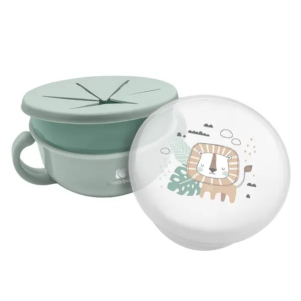 Bol cu capac si protectie silicon 380 ml Savana Verde menta