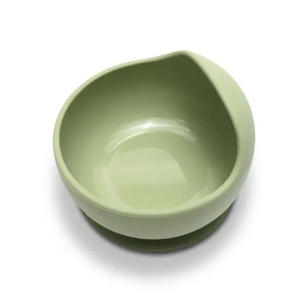Bol de hranire din silicon natural cu ventuza 6 luni+ Fresh Green