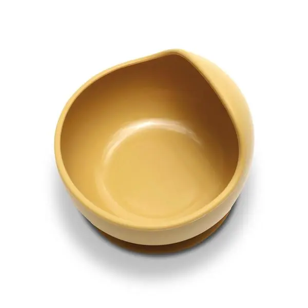 Bol de hranire din silicon natural cu ventuza 6 luni+ Yellow