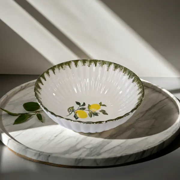 Bol de salată Morello - Lemons, 23 cm, Margine verde