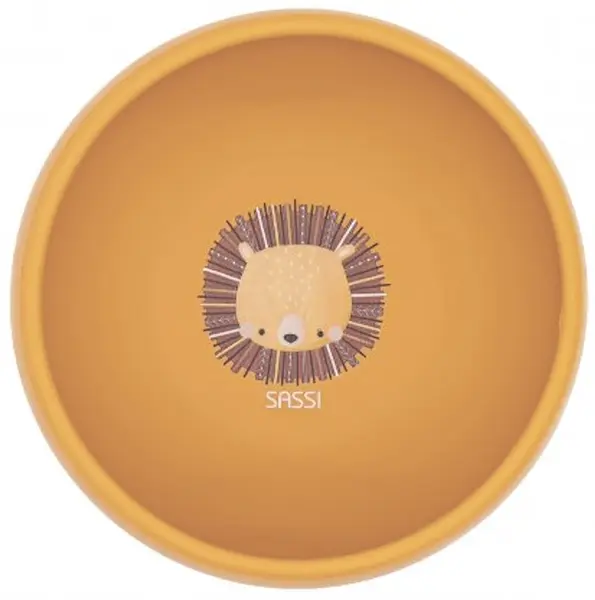 Bol din silicon cu ventuză Sassi - Chompy The Lion, portocaliu