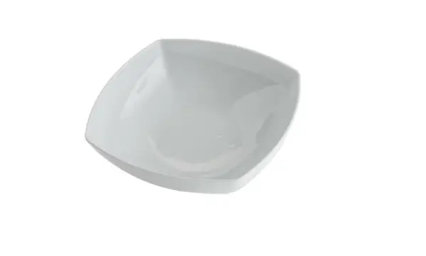 Bol patrat pentru salata, Portelan, Alb, 23 cm,2000 ml