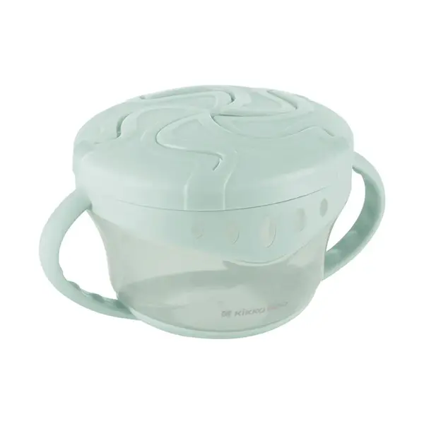 Bol pentru alimente cu manere si baza antiderapanta Kikka Boo Snack Me Up 300 ml Verde Menta