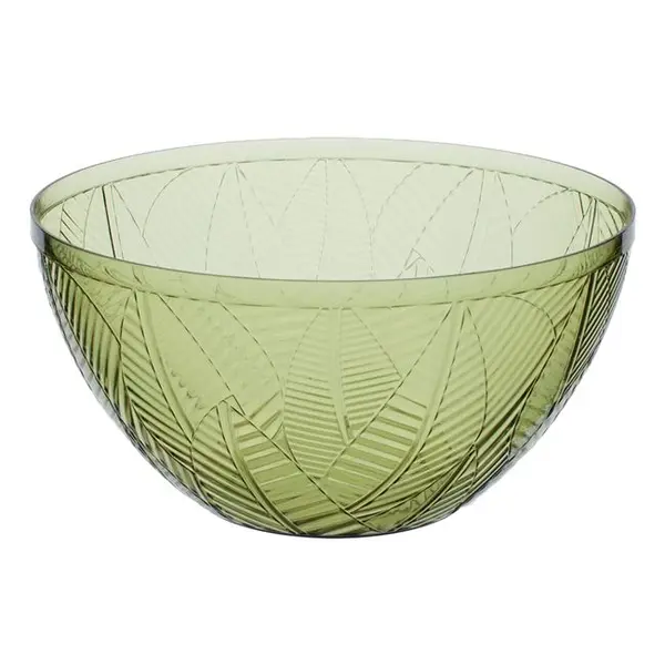 Bol pentru servire cu frunze tropicale in relief,plastic,verde,4000 ml