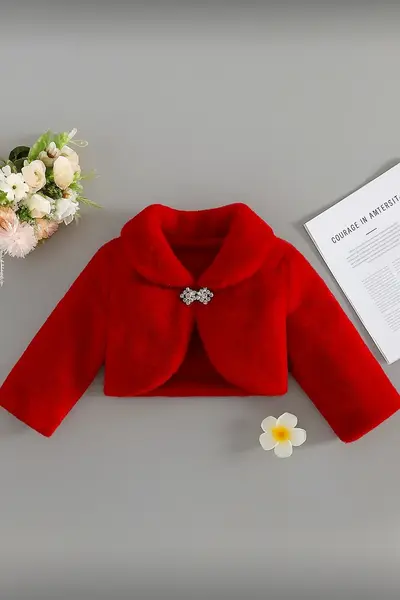 Bolero roz elegant din blanita ecologica pentru fete - Blanca