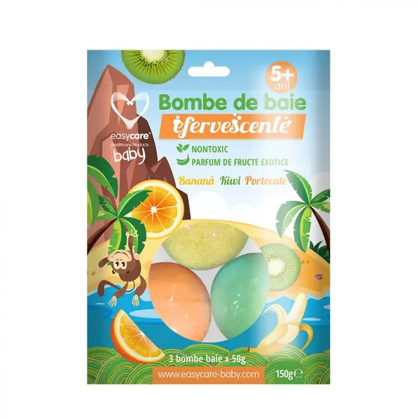 Bombe de baie EASYCARE BABY efervescente copii fructe exotice 3 bucpunga