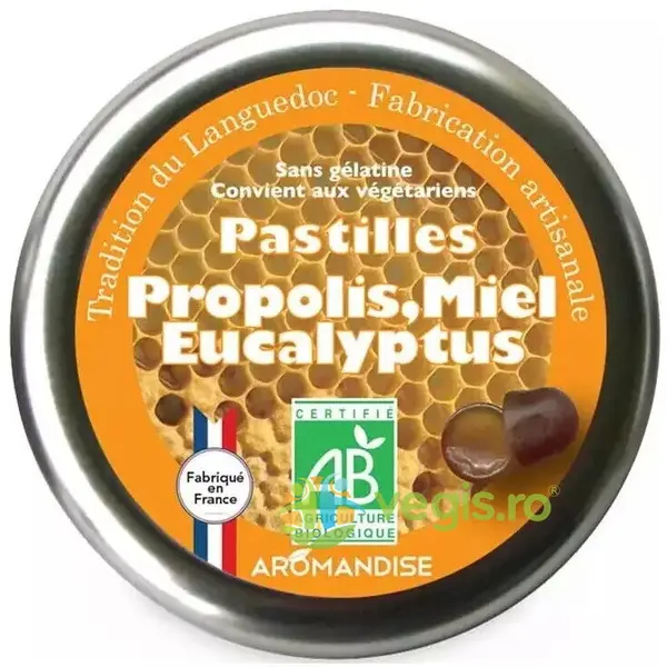 Bomboane Artizanale cu Propolis, Miere si Eucalipt Ecologice/Bio 45g