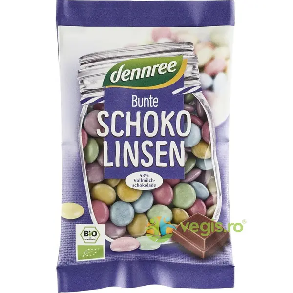 Bomboane Colorate cu Ciocolata cu Lapte Ecologice/Bio 100g