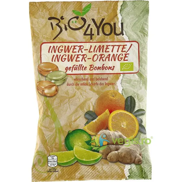 Bomboane cu Lime, Ghimbir si Portocala 75g