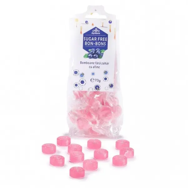 Bomboane Fara Zahar cu Aroma de Afine, 75 g, Apidava