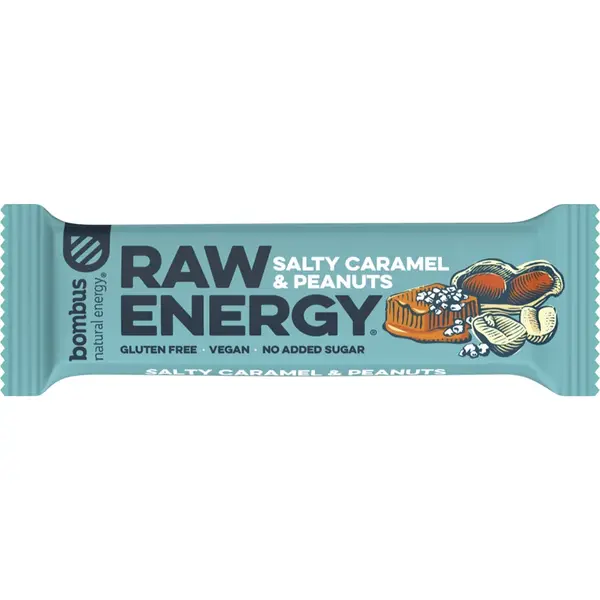 Bombus Raw Energy bară de fructe aroma Salty Caramel & Peanuts 50 g