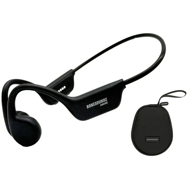 BoneSoundz Casti Bonesoundz Aware Bone Conduction IP8X, Led, microfon incorporat, cu Husa inclusa, Negru