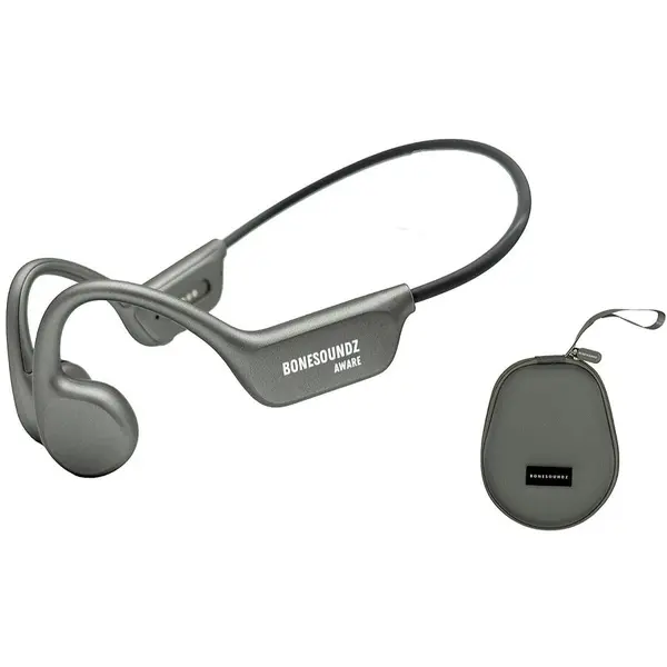 BoneSoundz Casti Bonesoundz Aware Bone Conduction IP8X, Led, microfon incorporat, cu Husa inclusa, Gri