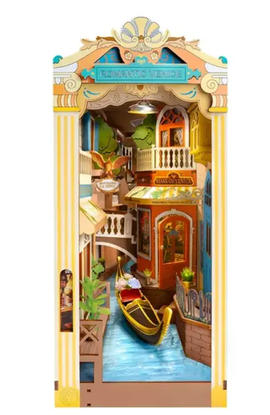Book Nook. Puzzle 3D 110 piese - Cotor de carte DIY - Venetia romantica | Robotime