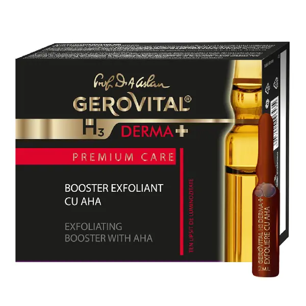 Booster exfoliant cu AHA H3 Derma+ Premium Care, 4 fiole, Gerovital