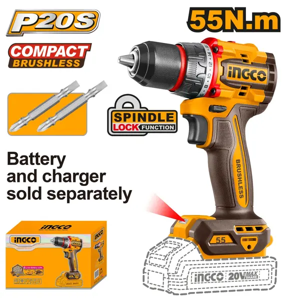 Bormasina 20V 55nm Fara Baterie INGCO CDLI205581