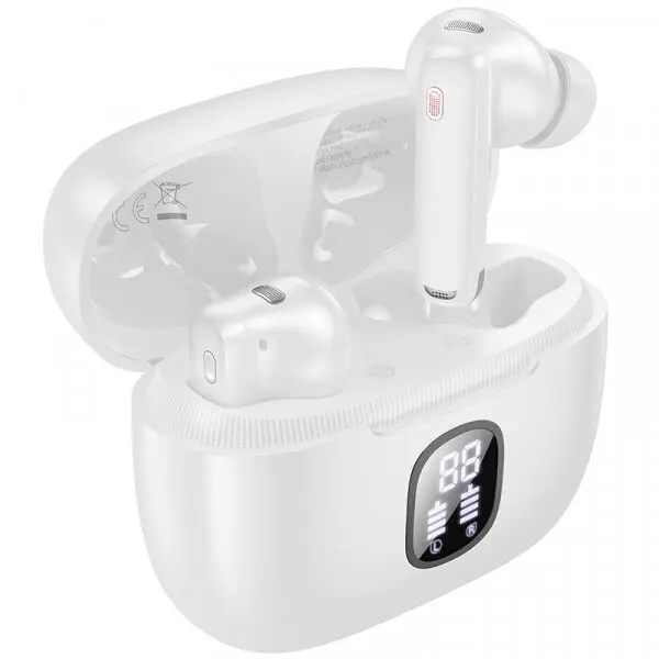 Borofone Casti in ear, Bluetooth Borofone FQ7 Treasure, TWS, ANC, MultiPoint, Alb