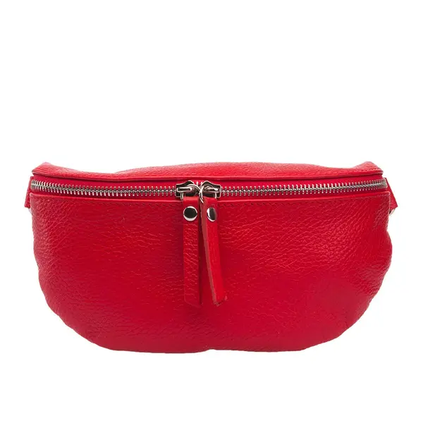 Borsetă damă din piele naturala rosu Waist Glam