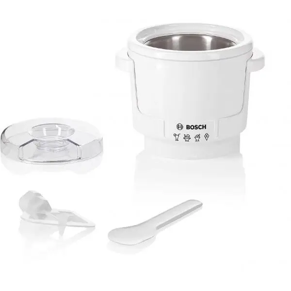 BOSCH Accesoriu pentru preparare inghetata Bosch MUZ5EB2, pentru modelele de roboti de bucatarie Bosch MUM5, 550 gr, Alb