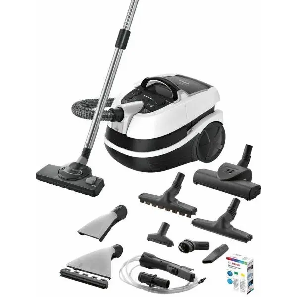 BOSCH Aspirator cu spalare Bosch BWD421PRO, 2100 W, Filtru Hepa, Perii Turbo si parchet, Reglare electronica a puterii, Alb/Negru