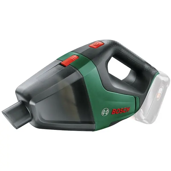 BOSCH Aspirator pe acumulator Bosch UniversalVac 06033B9102, 18 V, 8 kPa, 28 l/s flux maxim, 0.5 l volum brut rezervor, duza perie/rosturi/podea, 2 tuburi prelungitoare, unitate filtrare, suport accesorii, fara acumulator/incarcator