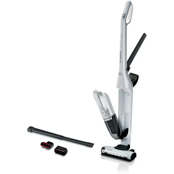 BOSCH Aspirator vertical 2 in 1 cu acumulator Bosch BCH3P2301, Flexxo Gen2 23Vmax, 0.4 l, 2 trepte de putere, 10.62 Kwh/an, Perie AllFloor Power cu LED-uri, Autonomie 50 minute, Alb
