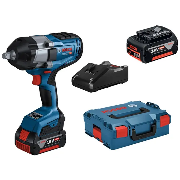 BOSCH Bosch GDS 18V-1000 Surubelnita cu impact pe acumulator, 1000Nm + 2 x acumulatori GBA 18V 5.0Ah + incarcator rapid GAL 18V-40 + L-BOXX