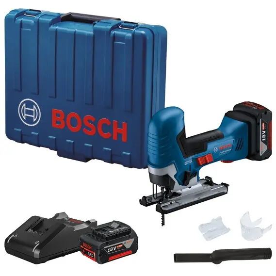 BOSCH Bosch GST 185-LI Fierastrau vertical 125mm + 2 acumulatori Li-Ion 18V, 4Ah + incarcator rapid si acceorii