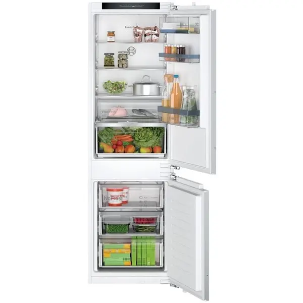 BOSCH Combina frigorifica incorporabila Bosch KIN86VFE0, 260 l, Clasa E, NoFrost, FreshSense, VitaFresh, EcoAirFlow, 177 cm, Alb