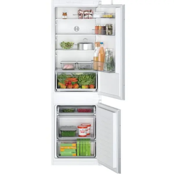 BOSCH Combina frigorifica Incorporabila Bosch KIV86NSE0, 267 l, Low Frost, EcoAirflow, Iluminare LED, Clasa E, H 177.5 cm, Alb