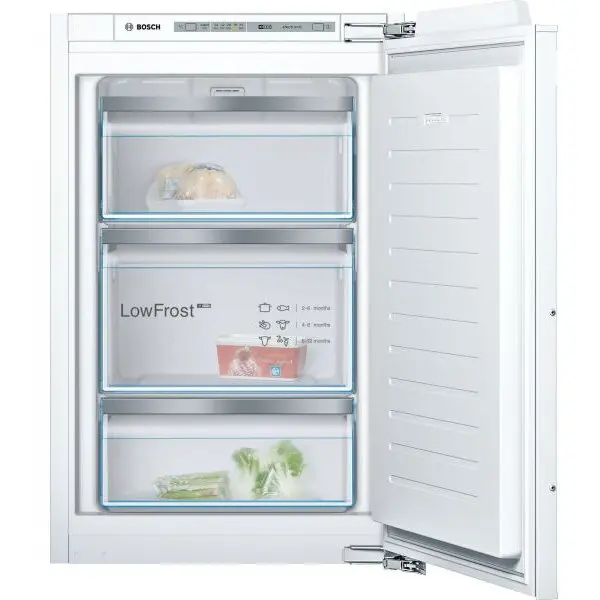 BOSCH Congelator incorporabil Bosch GIV21AFE0, 96 l, LowFrost, 3 sertare, Clasa E, H 87 cm, Argintiu