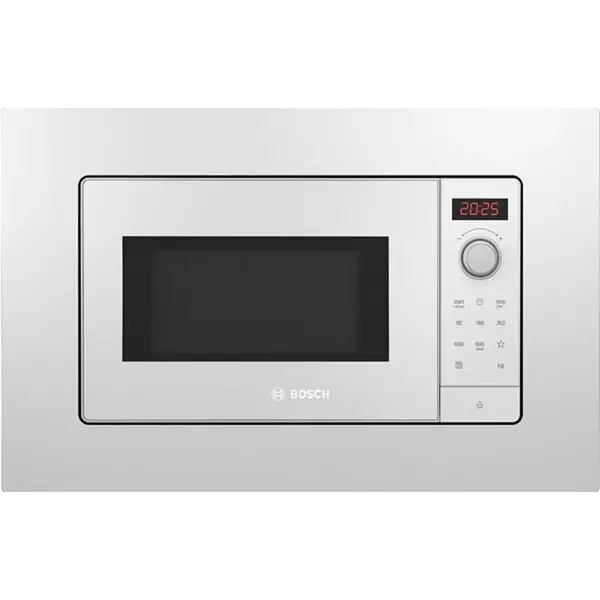 BOSCH Cuptor cu microunde incorporabil BOSCH BFL623MW3, 800W, 20L, Afisaj LED, 5 niveluri de putere, dezghetare automata, incalzire rapida, otel inoxidabil, Alb