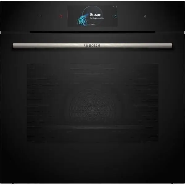 BOSCH Cuptor incorporabil Bosch HSG7584B1, Electric, 71 l, Multifunctional, 23 functii , Perfect Steam, Air Fry, Autocuratare EcoClean Direct, Grill, Home Connect, Clasa A+, Sticla Neagra