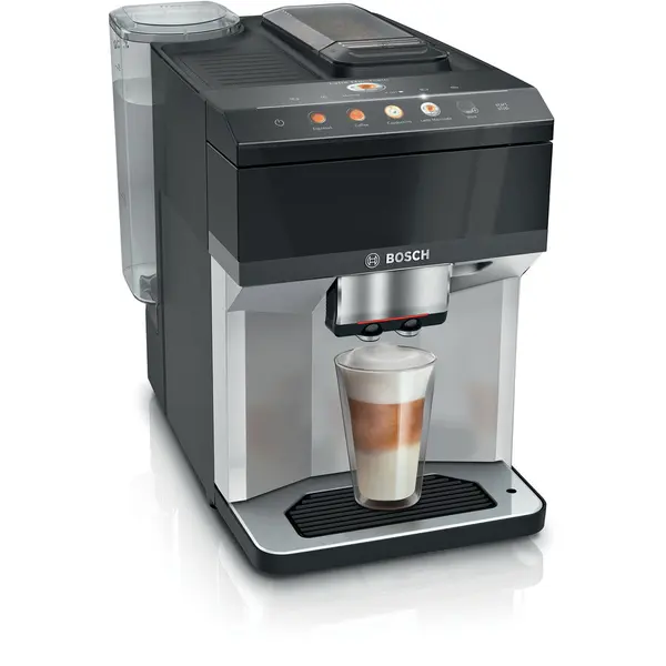 BOSCH Espressor automat Bosch VeroCafe TPE40307, 1500W, 9 bauturi, 15 bari, Touch control & display color, 1.9 l, rasnita ceramica, dispozitiv spumare lapte MilkMagic Plus, Negru-Argintiu