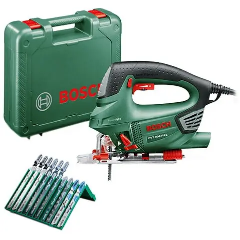 BOSCH Ferastrau vertical PST 900 PEL, 620 W, 4 trepte putere, 90 mm adancime taiere in lemn, Verde-Negru