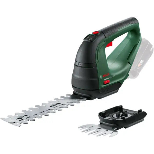 BOSCH Foarfeca pe acumulator de tuns iarba, arbusti Bosch AdvancedShear 18V-10, 18 V, 200 mm lungime cutit, 100 mm latime cutit, 8 mm distanta dinti, cutit iarba 100 mm, cutit arbusti 200 mm, fara acumulator si incarcator in setul de livrare, Verde-Negru