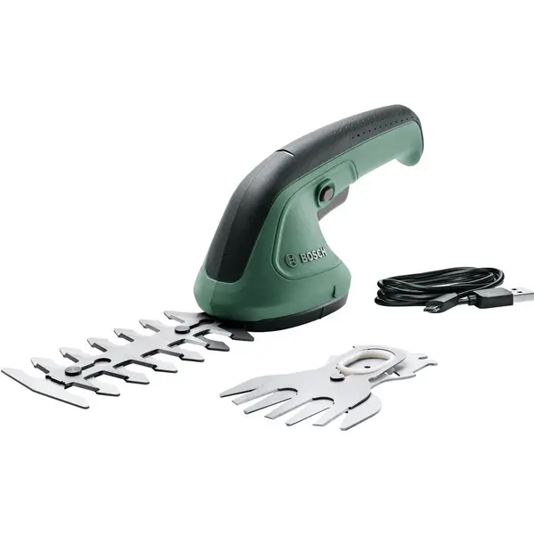 BOSCH Foarfece de taiat iarba pe acumulator Bosch EasyShear 0600833303, 3.6 V, 1.5 Ah, 10/12 cm lungime cutit, cablu microUSB, cutie carton, cutit iarba 10 cm, cutit iarba 12 cm, Verde