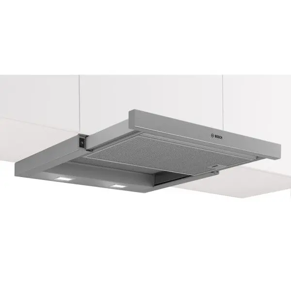 BOSCH Hota incorporabila telescopica Bosch DFM064W55, Putere de absorbtie 394 mc/h, Iluminare LED, 1 motor, Control mecanic, Clasa C, 60 cm, Argintiu