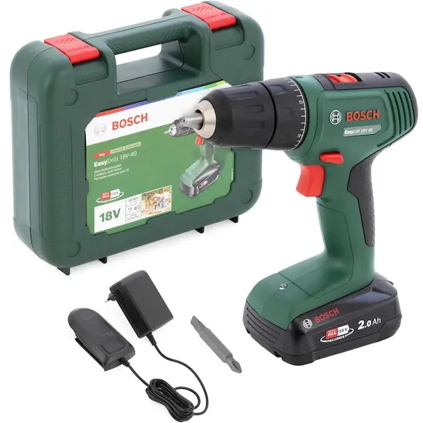 BOSCH Masina de gaurit si insurubat (bormasina) pe acumulator Bosch EasyDrill 18V, 40 Nm cuplu maxim, mandrina rapida, 2 trepte, acumulator si incarcator inclus, geanta profesionala