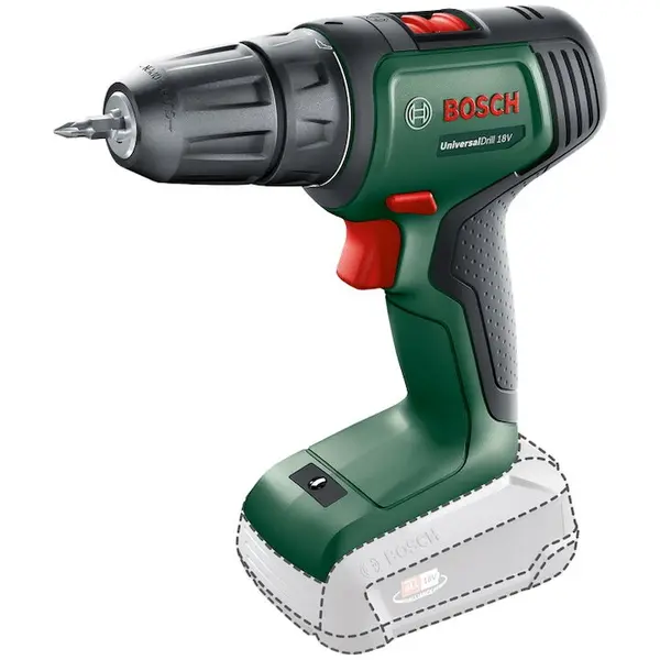 BOSCH Masina de gaurit si insurubat (bormasina) pe acumulator Bosch UniversalDrill 06039D4000, 18 V, 1450 RPM, 40 Nm, 23/32 Nm, 10 mm mandrina rapida, cap surubelnita, fara acumulator/incarcator