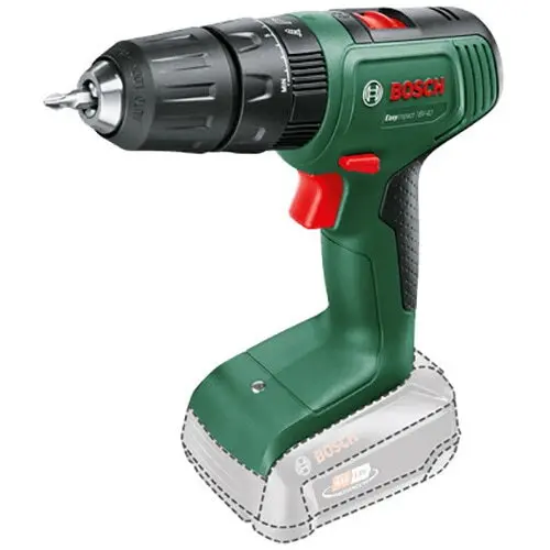 BOSCH Masina de gaurit si insurubat (bormasina) pe acumulator cu percutie Bosch EasyImpact 06039D810H, 18V-40, 1630 RPM, 36 Nm, 24.450 percutii/min, 13 mm mandrina rapida, fara acumulator/incarcator, Verde-Negru