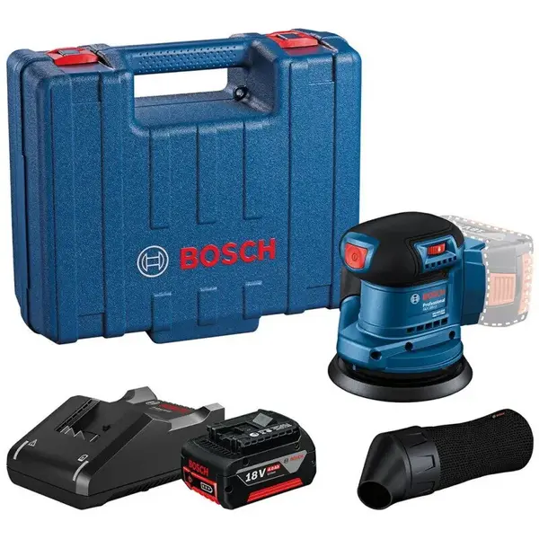 BOSCH Masina de slefuit Bosch Professional GEX 185-LI, cu excentric, pe acumulator, 18V, diametru disc 125 mm, baterie 4.0 Ah Li-Ion, incarcator