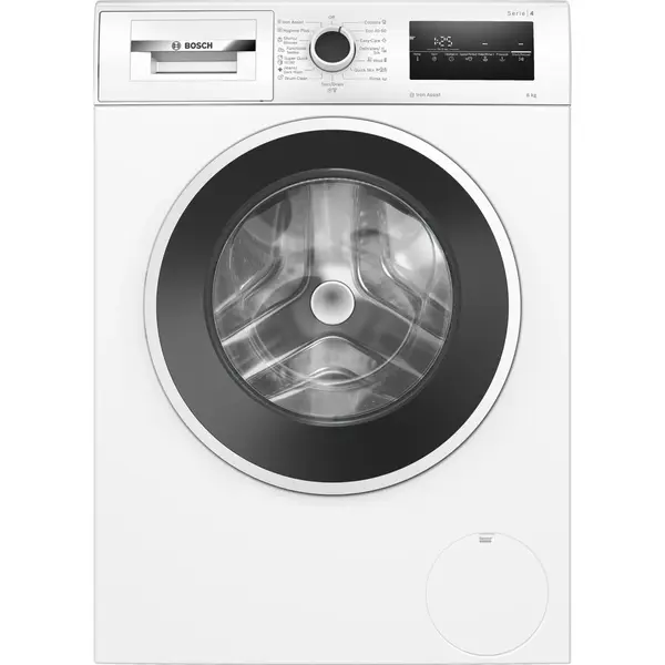BOSCH Masina de spalat rufe Bosch WAN2826SBY, 8 Kg, 1400 RPM, Iron Assist, Hygiene Plus, EcoSilence Drive, Control electronic/touch, Speed Perfect, program Dark colors, Clasa A, 60 cm, Alb-Antracit