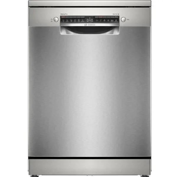 BOSCH Masina de spalat vase Bosch SMS4EMI06E, 14 seturi, 6 programe, Home Connect, AquaStop, Motor EcoSilence Drive, Clasa B, 60 cm, Inox antiamprenta