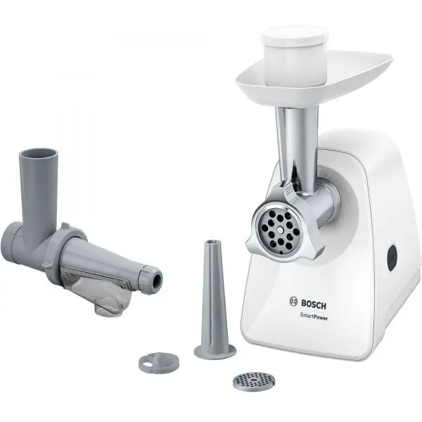 BOSCH Masina de tocat Bosch MFW2515W, 1,8 kg/min, 2 site:3.8/ 8 mm, Storcator rosii, Alb