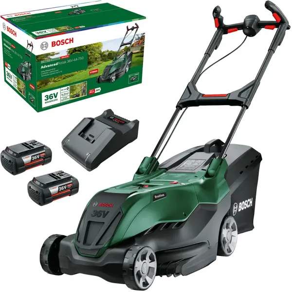 BOSCH Masina de tuns iarba BOSCH AdvancedRotak, 2 acumulatori 36V 4.0Ah, Latime de taiere 44 cm, suprafata 750 m²