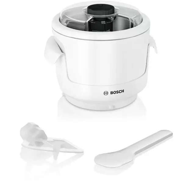 BOSCH Masina inghetata Bosch MUZ9EB1, Carcasa termoizolanta cu pereti dubli, Produce inghetata de casa, sorbet si inghetata din iaurt, Consistenta perfecta, Produce max 550ml, Spatula, Gata in 30min, Pentru gama MUM9