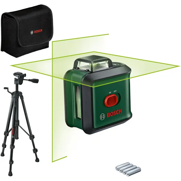 BOSCH Nivela cu laser Bosch UniversalLevel 360 Set 0603663EZ1, proiecteaza o linie orizontala 360° si verticale la 120, cu autonivelare, domeniu masurare 24 m, precizie 0.4 mm/m, interval lucru +/- 4 grade, 1/4 filet stativ, Stativ din aluminiu de 1,5 m,